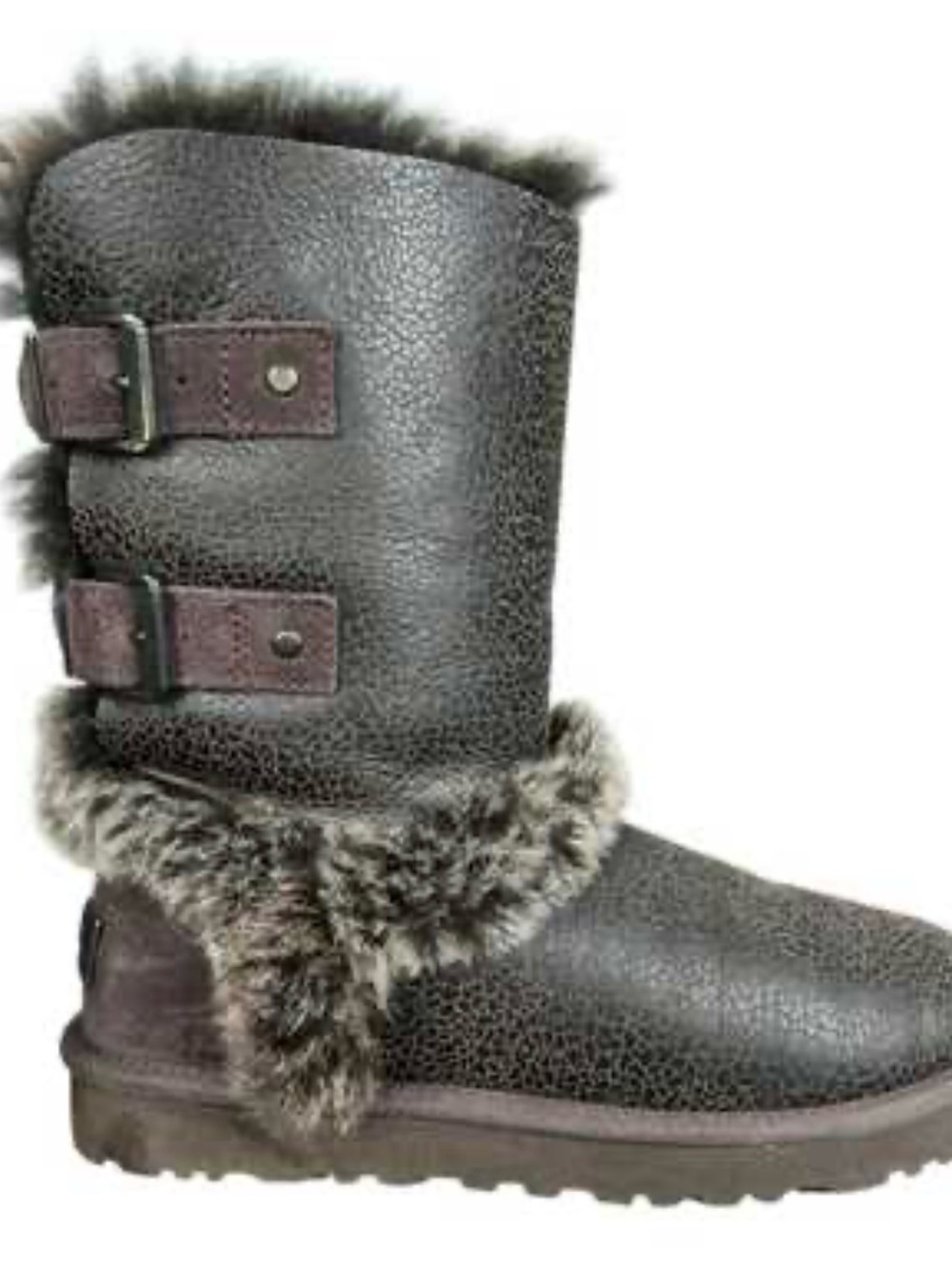 RARE 👈🏼 UGG Skylah Mid-Calf Bomber Leather Shearling Boots Brown Size 6 Pristine